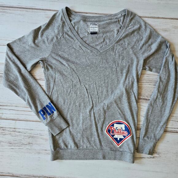 Victoria's Secret PINK 5th & Ocean Philadelphia Phillies Gray Long Sleeve Tee XS - Picture 1 of 4